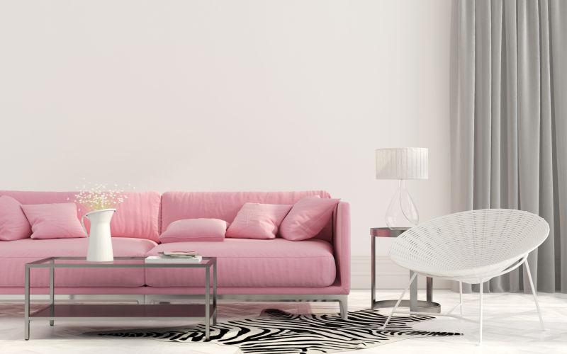 粉色沙发的优雅客厅设计