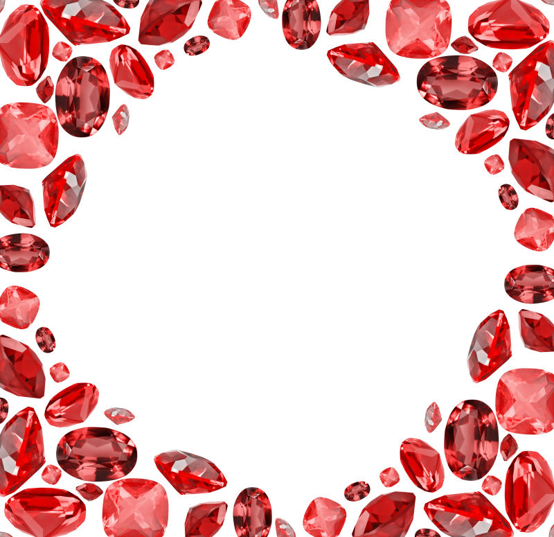 大量的红色宝石围成的圆形