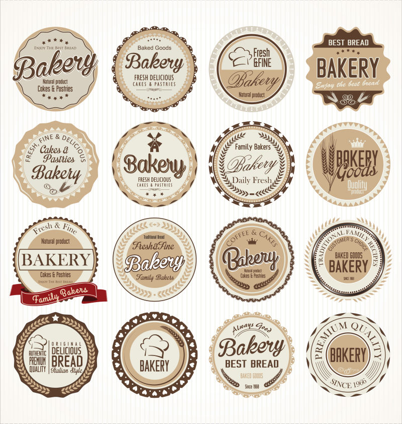 棕色的老式面包店标志矢量设计