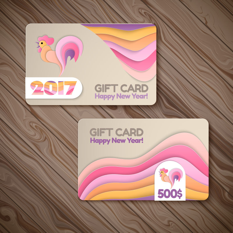 创意矢量2017鸡年的新年卡片设计
