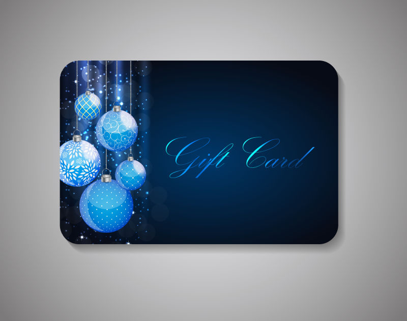蓝色彩灯装饰的礼品卡矢量设计