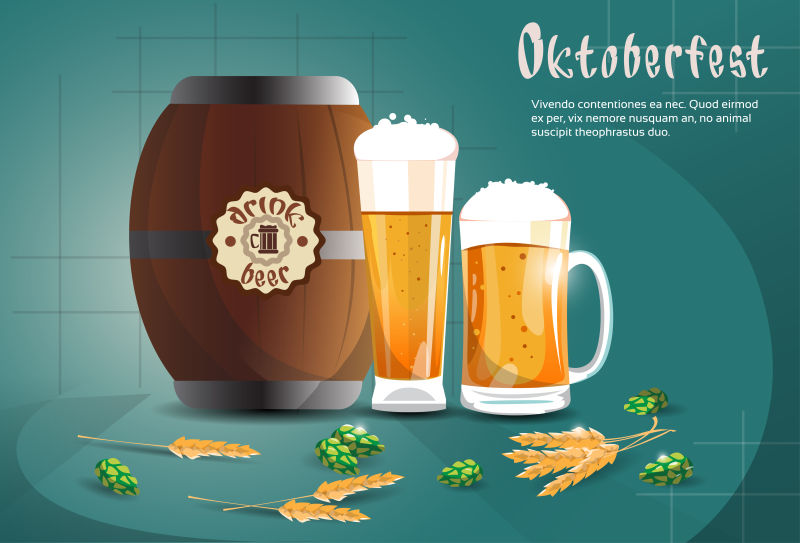 创意矢量扁平风格的啤酒节海报设计