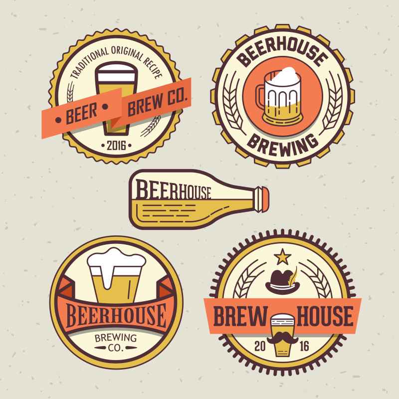 抽象复古啤酒标签的矢量插图设计