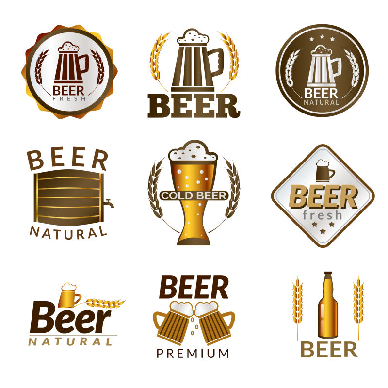 矢量抽象复古啤酒标签的平面设计