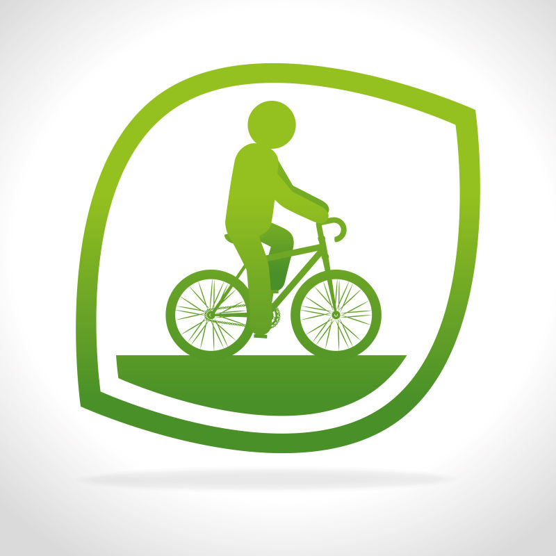 矢量绿色自行车概念的图标设计