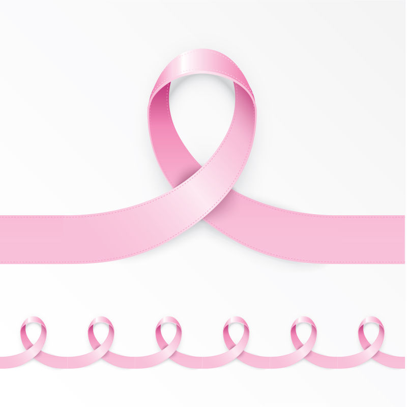 矢量粉色丝带元素的乳腺癌概念背景