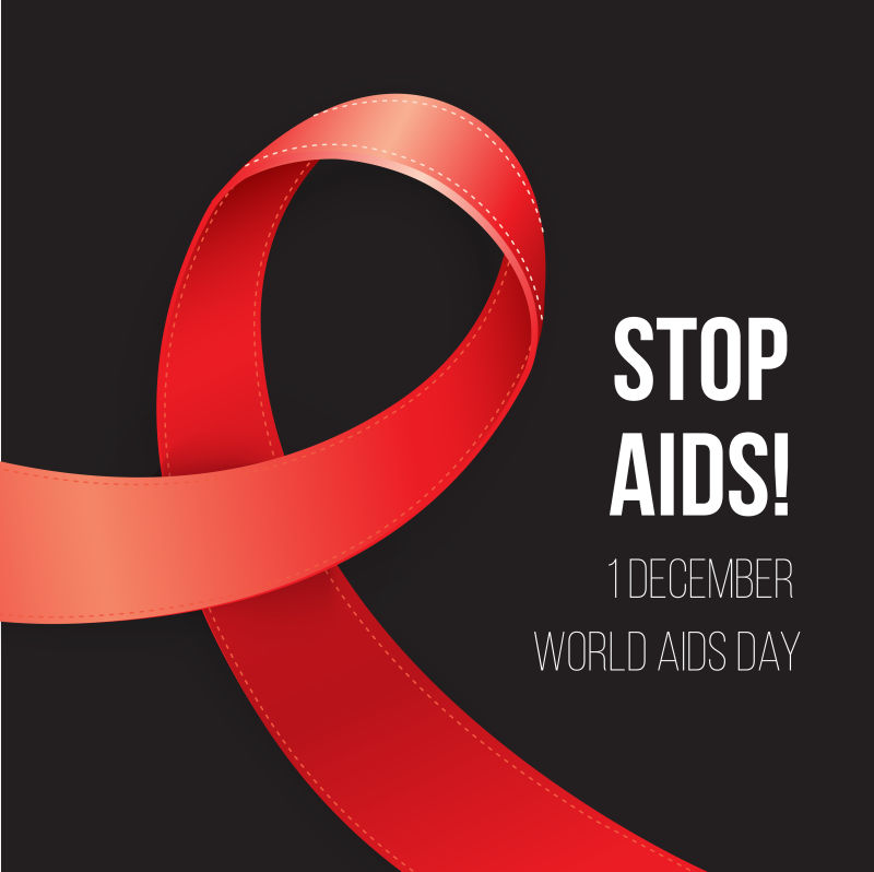 创意矢量红色丝带的世界艾滋病日海报