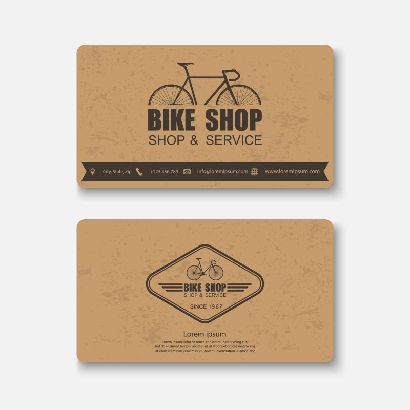 创意矢量自行车店的名片设计