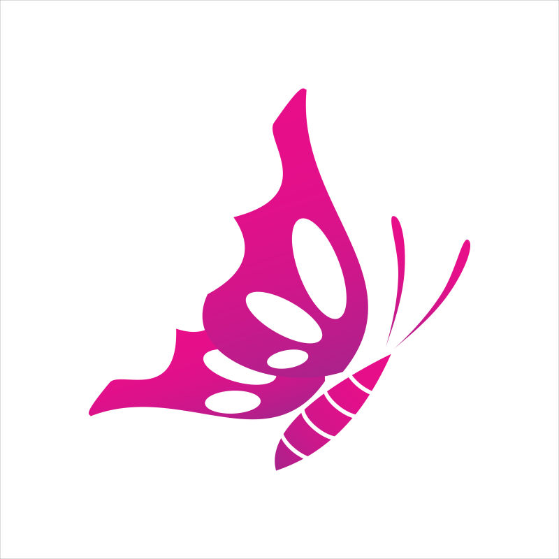 粉色的矢量蝴蝶标志设计