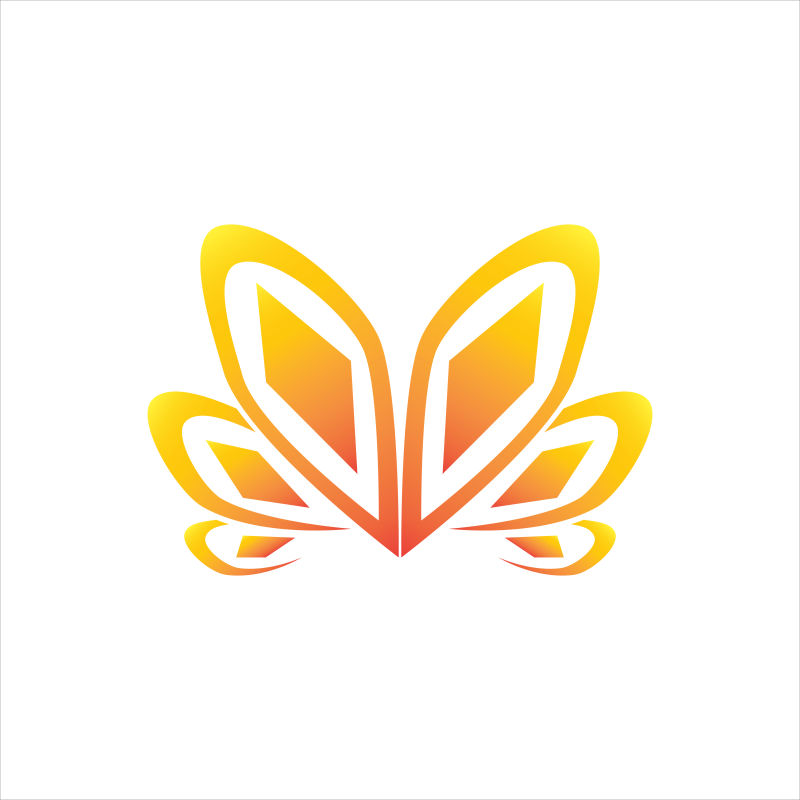 矢量的渐变色蝴蝶形状logo设计
