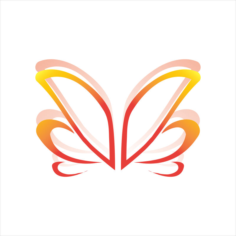 渐变色的矢量蝴蝶logo设计