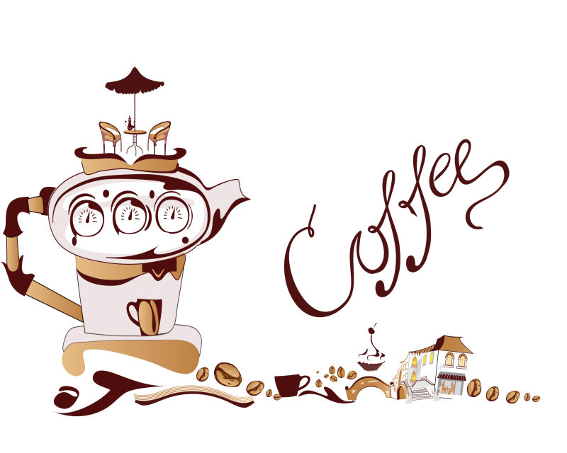 创意矢量咖啡馆的插图
