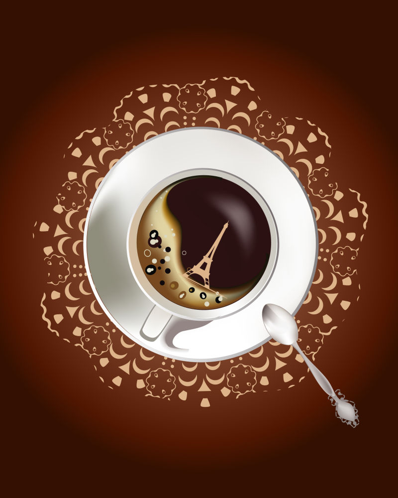 创意矢量抽象咖啡元素插图