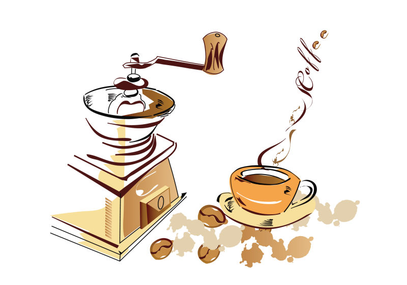 创意矢量咖啡手绘设计插图