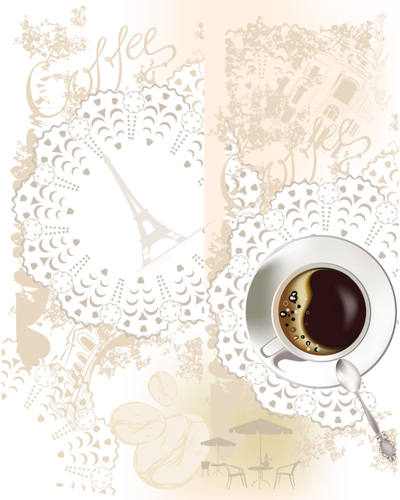 创意矢量咖啡元素的抽象插图