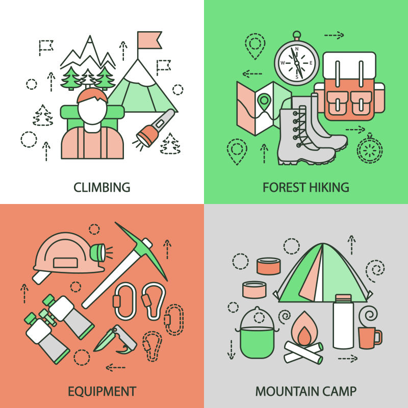 矢量的登山概念插图设计