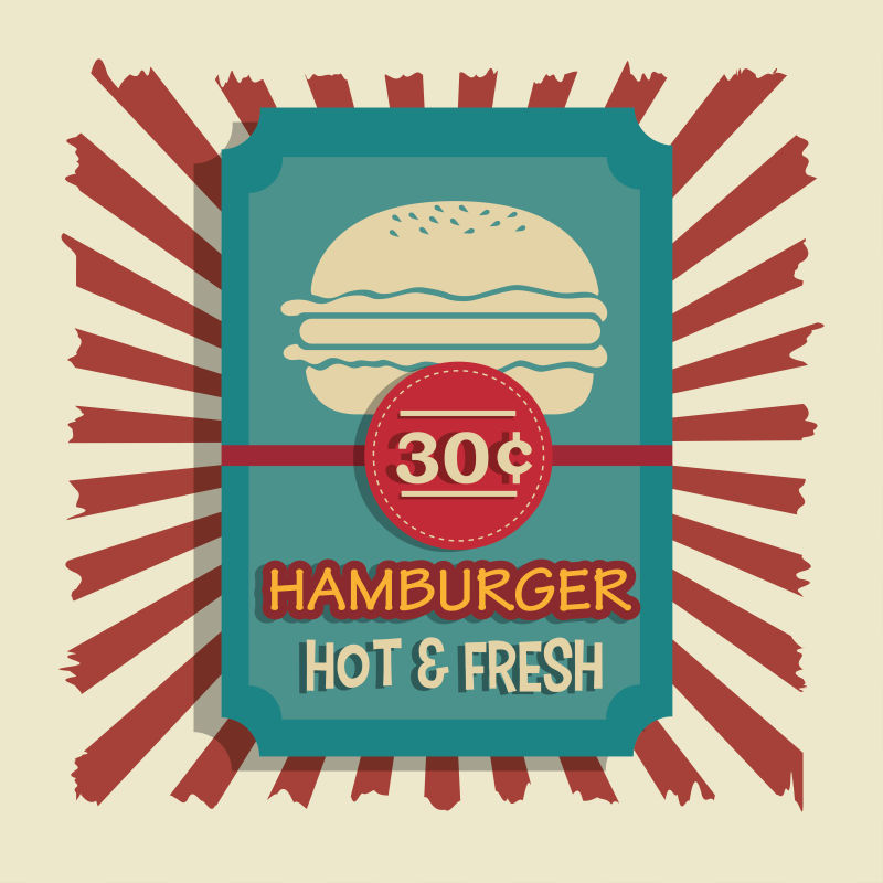 创意矢量卡通汉堡的平面插图设计
