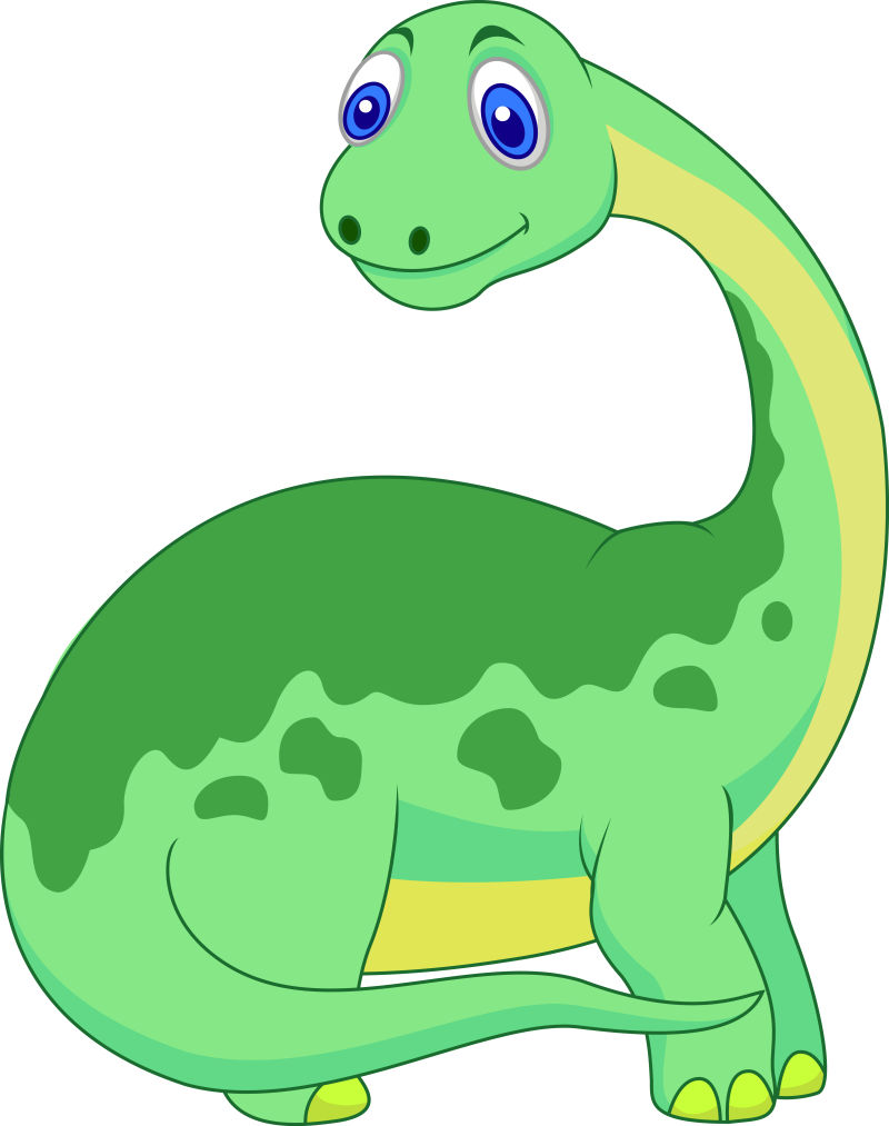 矢量可爱的绿色恐龙插图