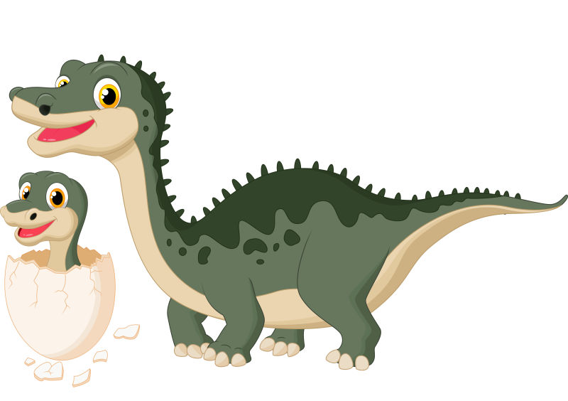 创意矢量恐龙妈妈和恐龙宝宝