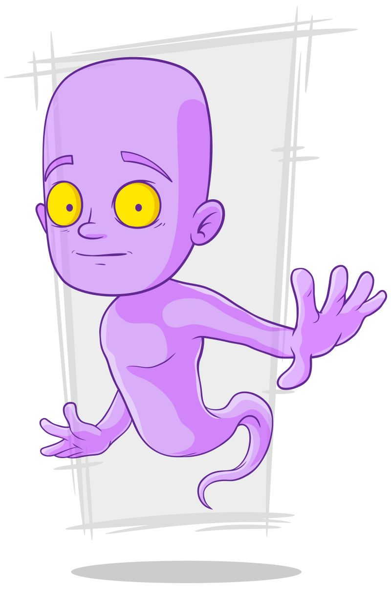 卡通的紫色幽灵矢量插图