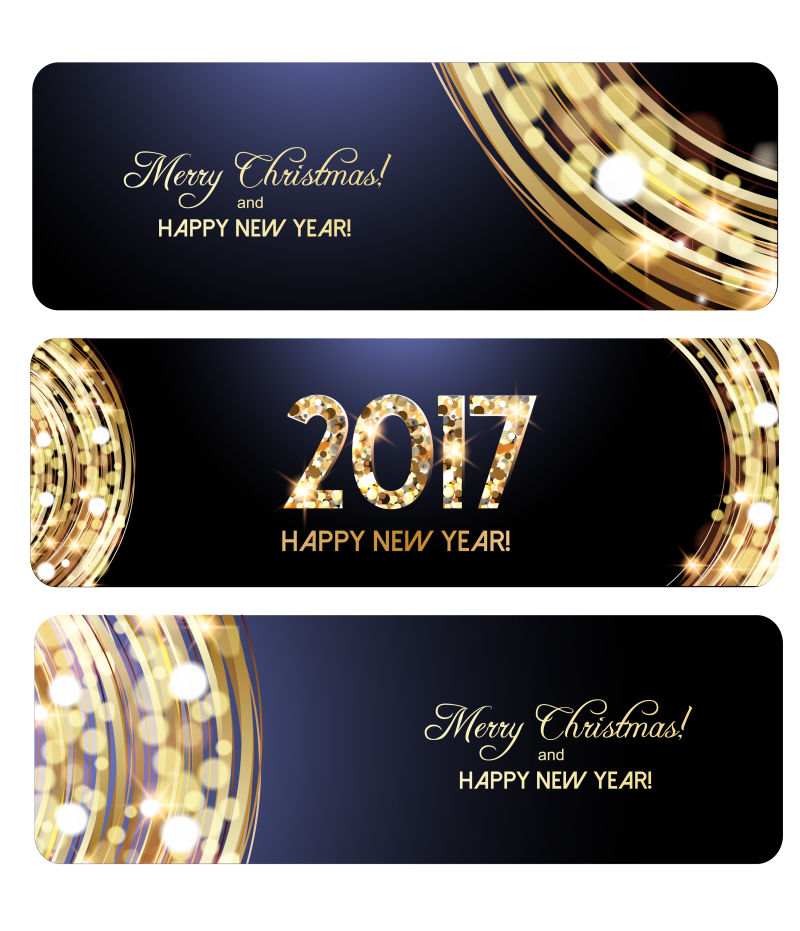 金色光斑图案的新年贺卡矢量设计