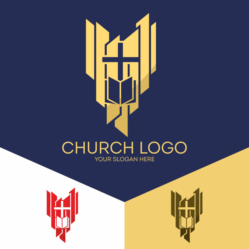 几何风格的矢量教堂标志设计