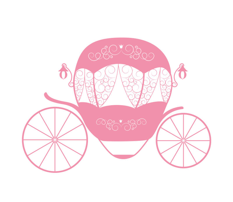 粉色公主马车插图矢量设计