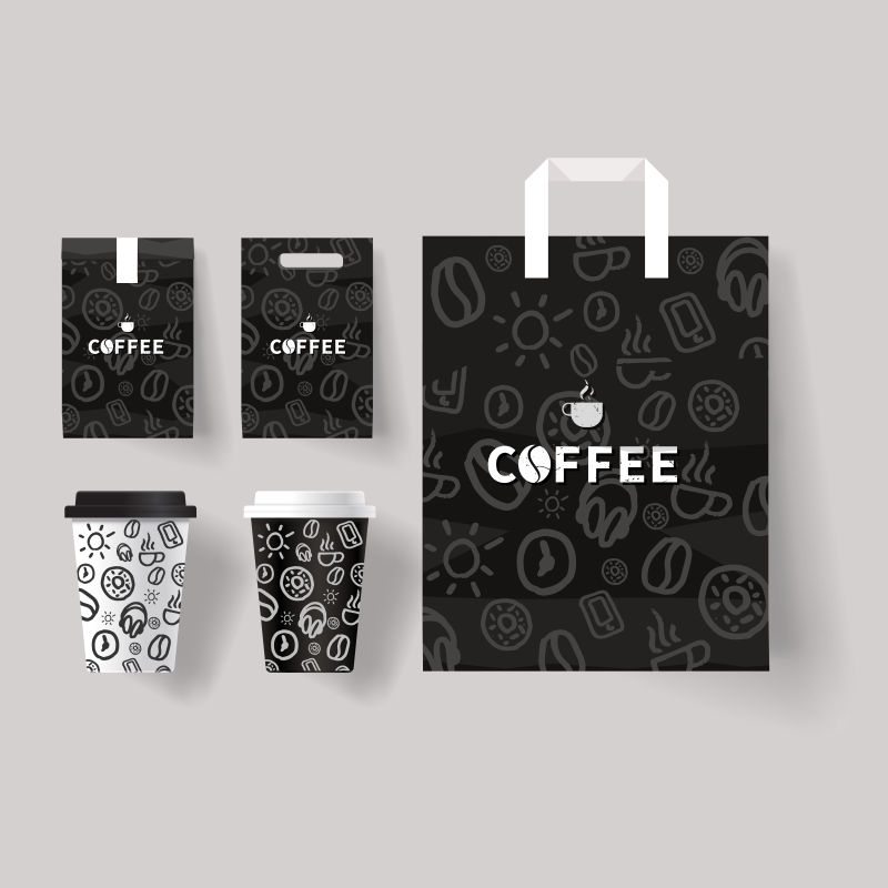 创意矢量大气现代的咖啡店品牌包装设计