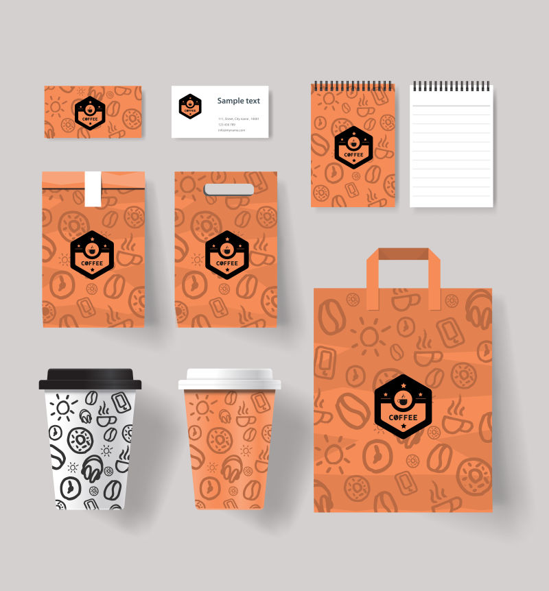 创意矢量咖啡店品牌包装设计