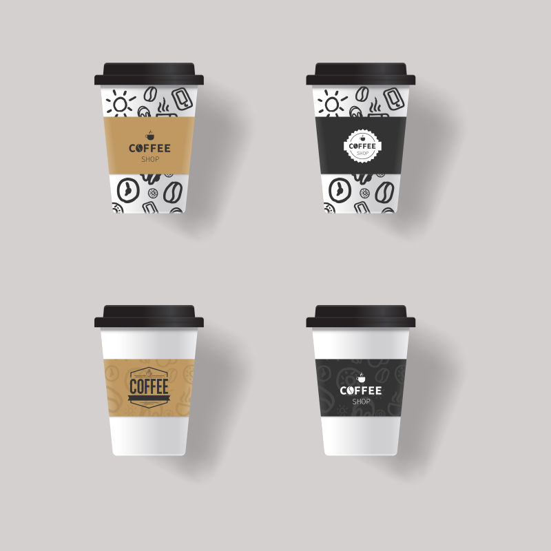 创意矢量纸质咖啡杯包装设计