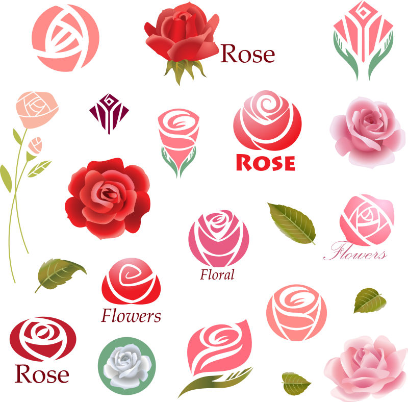 矢量抽象的玫瑰花朵设计元素