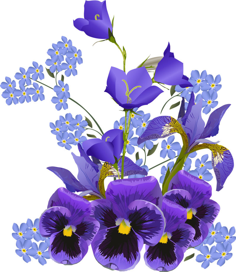 矢量紫色的手绘花卉插图背景