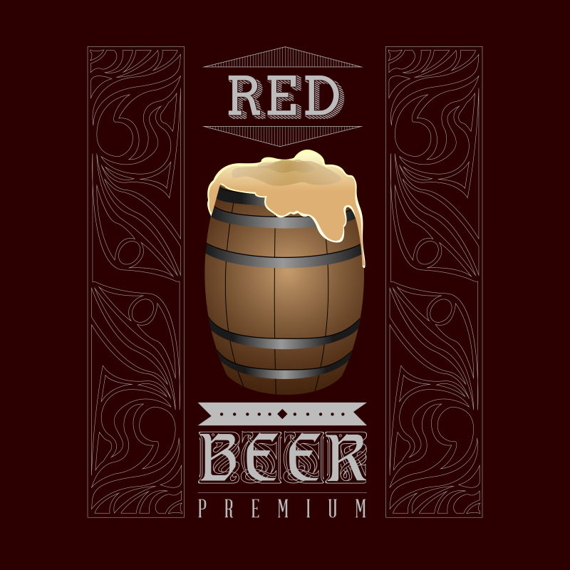 创意矢量红啤酒的标签设计