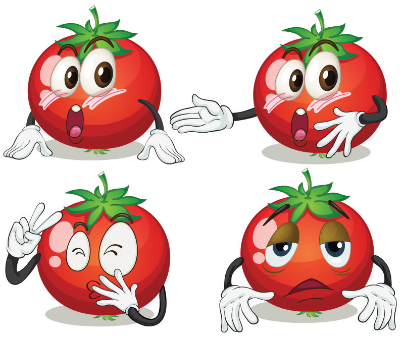 创意矢量卡通有表情的番茄插图