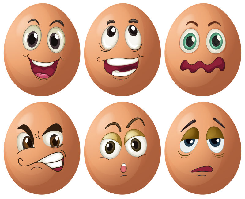 矢量卡通有表情的鸡蛋插图
