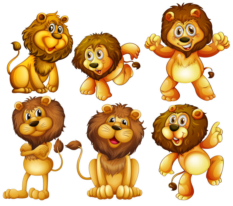 矢量卡通可爱的狮子插图