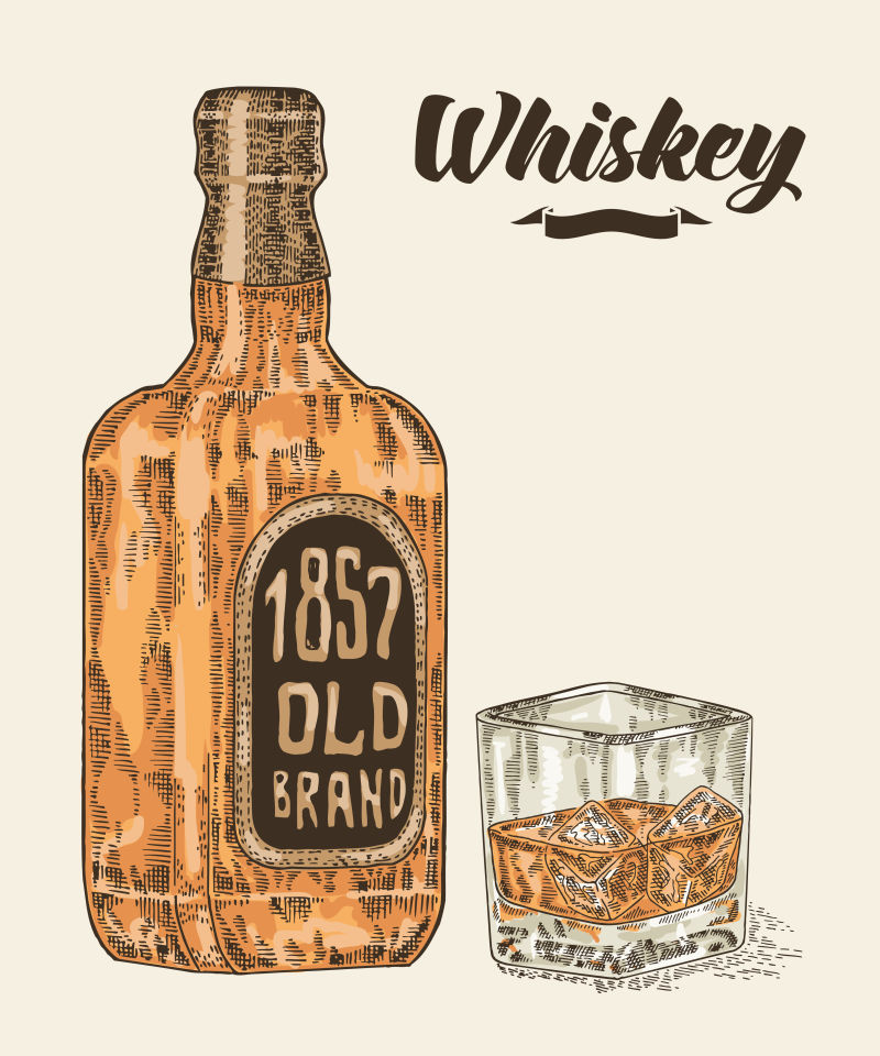 矢量创意威士忌插图设计