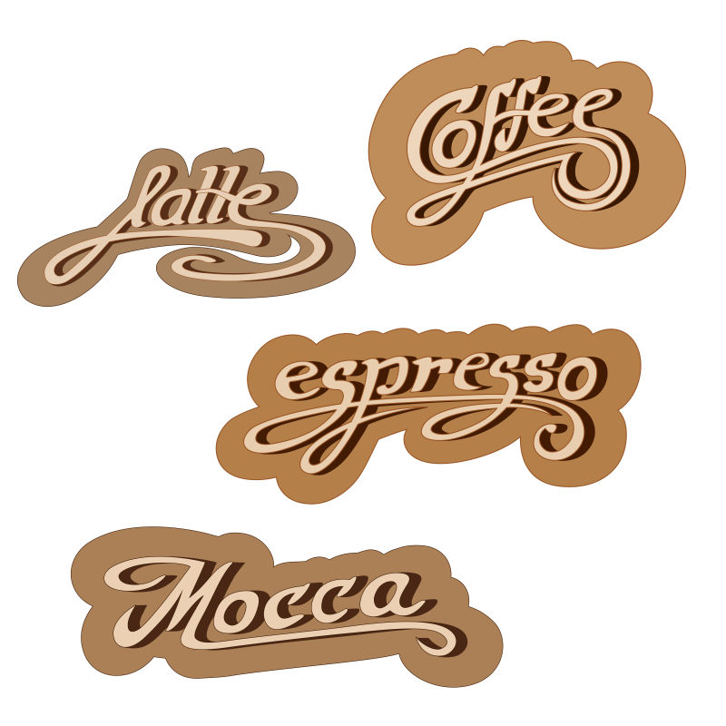 矢量手绘咖啡元素标志设计