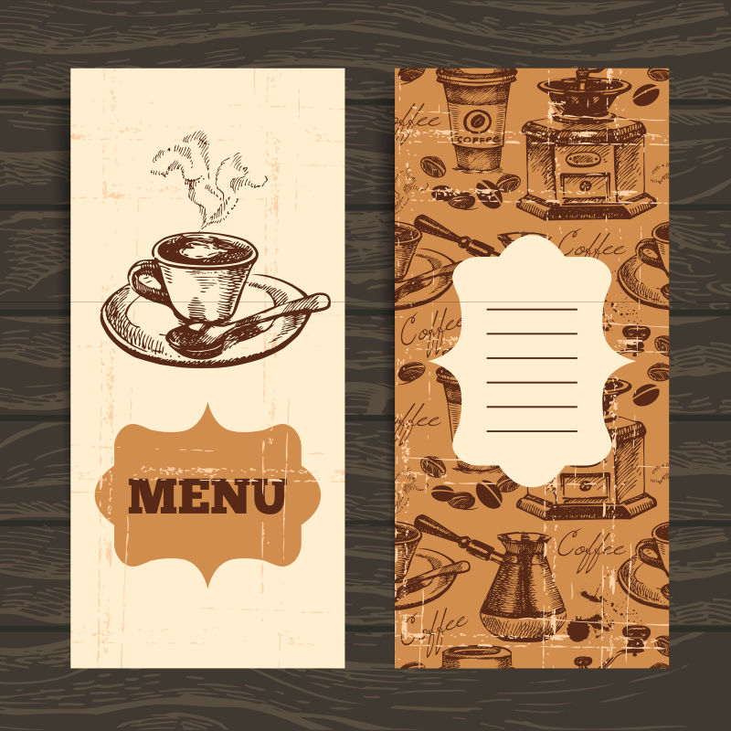 创意矢量咖啡菜单设计插图