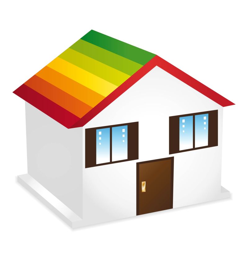 矢量彩色屋顶的房屋插图