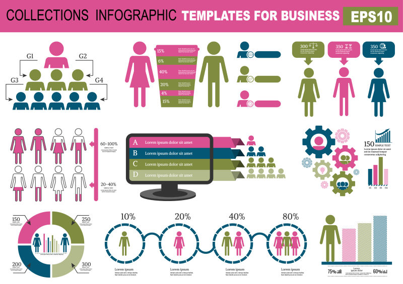 创意矢量商业信息采集图表设计