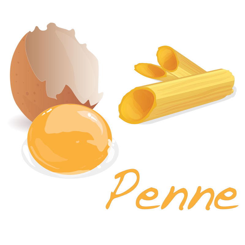 意大利通心粉和鸡蛋矢量插图