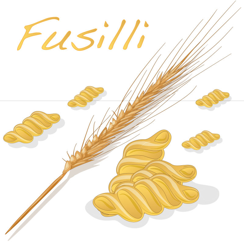 矢量的小麦和意大利面插图