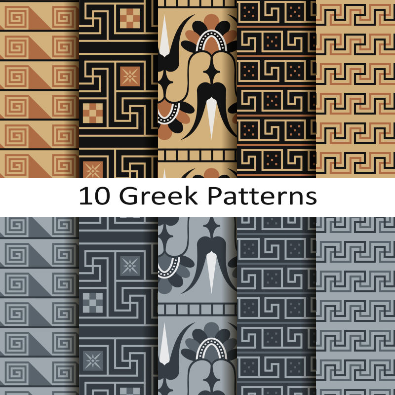 矢量抽象希腊传统纹样背景