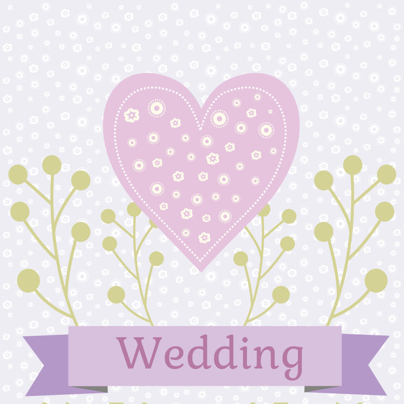 粉色心形图案的结婚卡片矢量设计