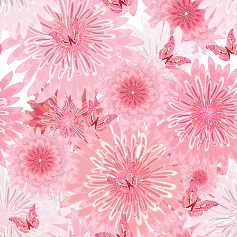 矢量手绘粉色花卉装饰背景