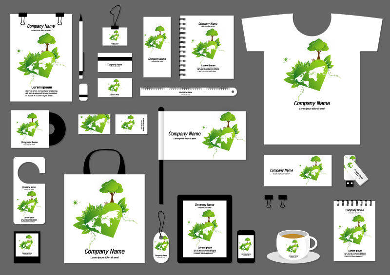 矢量生态环境元素的企业视觉宣传设计