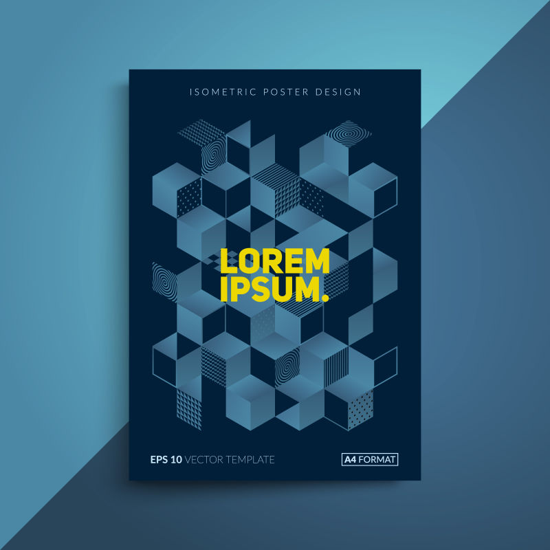 创意矢量深蓝的的几何空间元素书籍封面设计