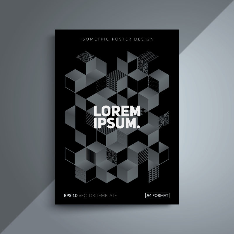 抽象矢量黑色风格的几何元素书籍封面设计