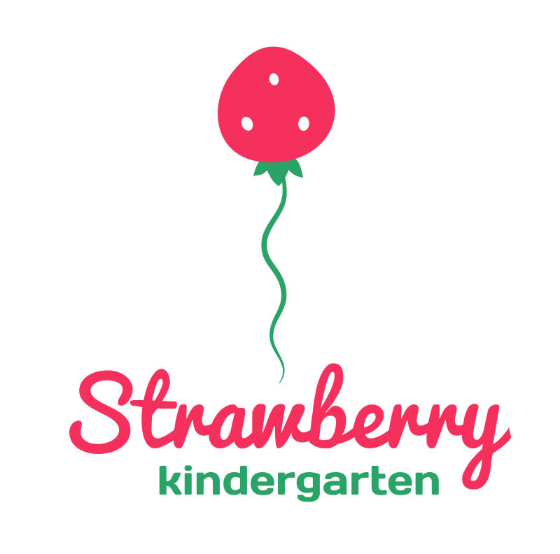 矢量草莓元素的幼儿园标志设计